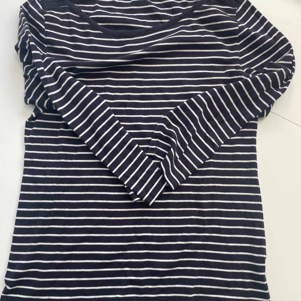 J. Crew Navy and White Striped Long Sleeve Top
